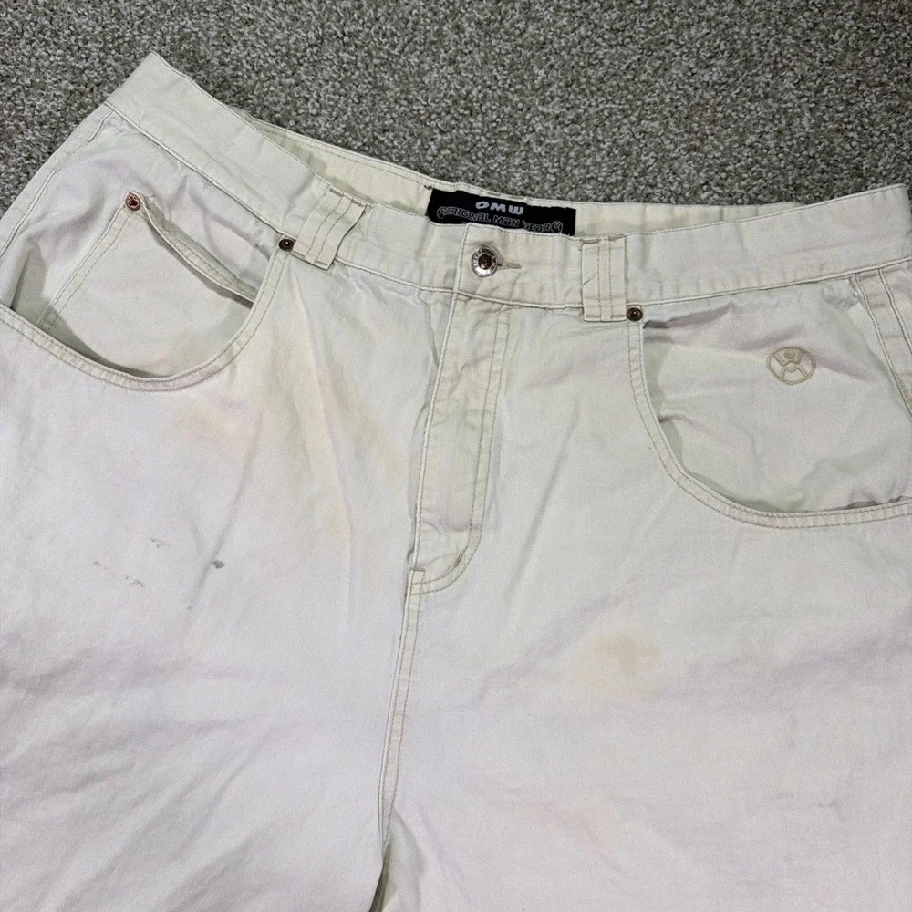 Vintage Hiphop Beige Carpenter Shorts OMW Baggy Classic 90s 40 Waist